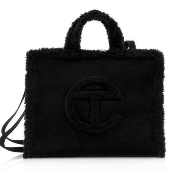 🆕UGG X TELFAR LIMITED EDITION UNISEX BLACK SUEDE & SHEARLING SHOPPING BAG MED - Picture 6 of 9